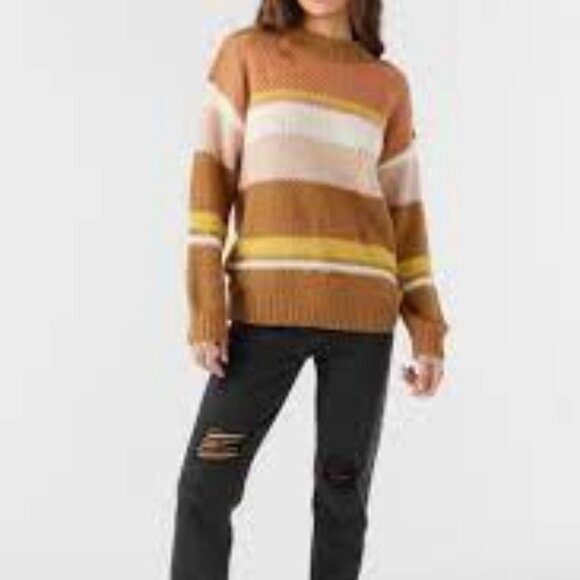 O'NEIL BILLIE STRIPE MOCKNECK OVERSIZED SWEATER NWT - Picture 2 of 7